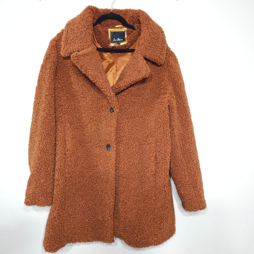 SAM EDELMAN Womens Cognac Brown Teddy Coat Sz XL